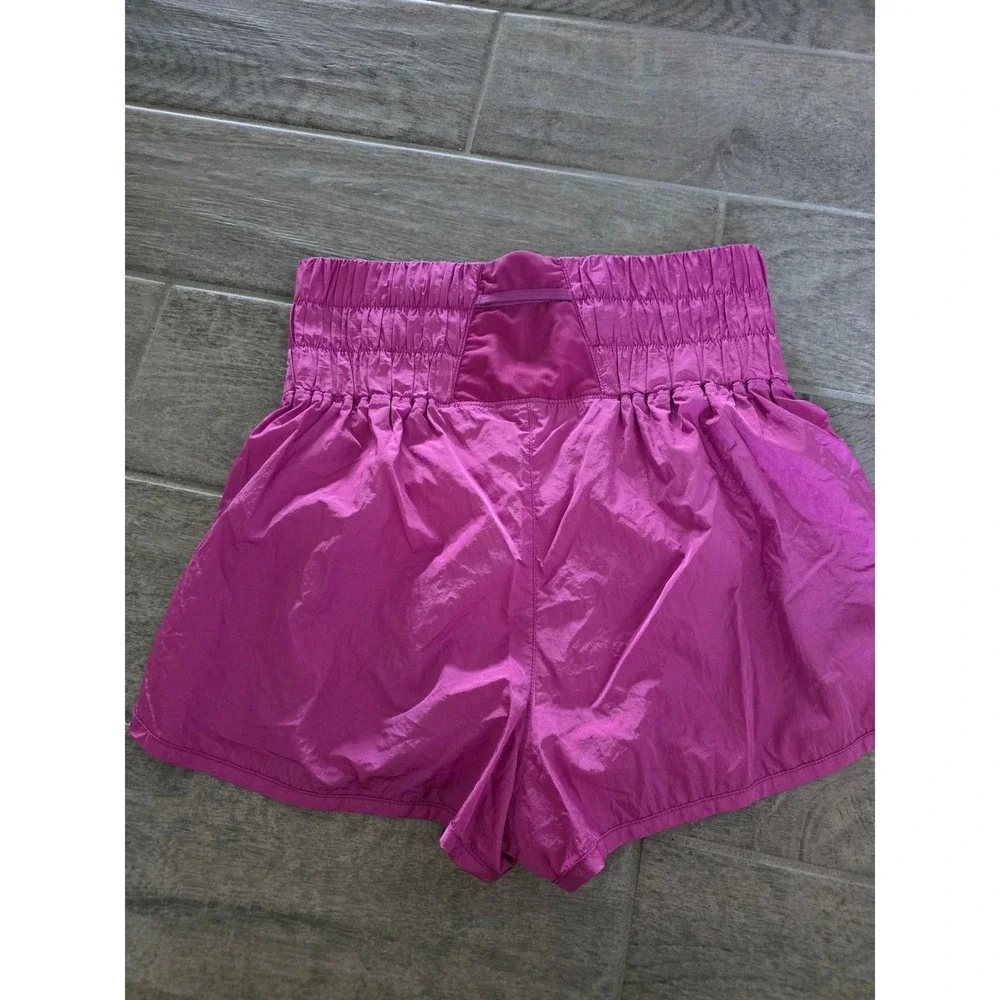 Free People‎ Movement Way Home Shorts Magenta Pink High Rise Smocked Running L